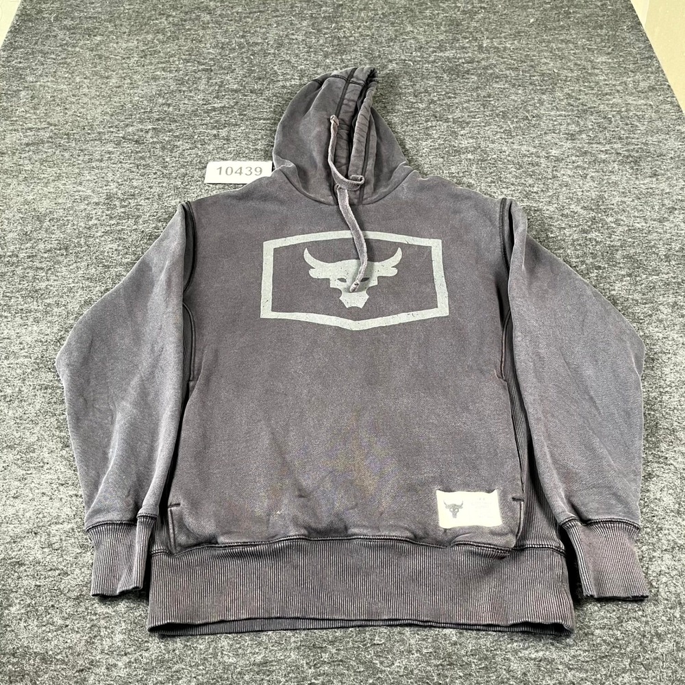 Under Armour Project Rock Hoodie Mens Small Black Dwayne Johnson Graphic Print
